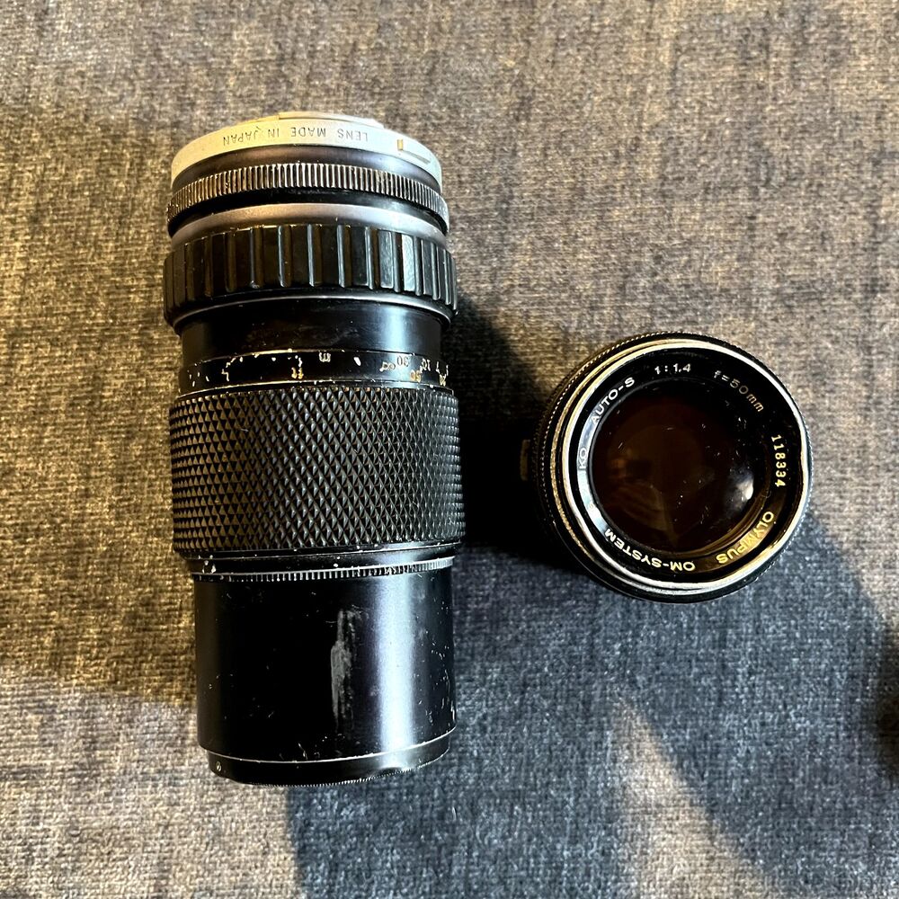 Lot of 2 Olympus OM-System Zuiko Auto-S 50mm f/1.4 and 75-150mm f/4 *Untested*